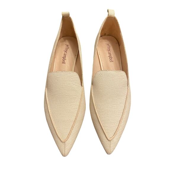 Jeffrey Campbell Viona Lizard Embossed Loafers Pointed Toe Sculpted Boho Heel 6 - Picture 3 of 10